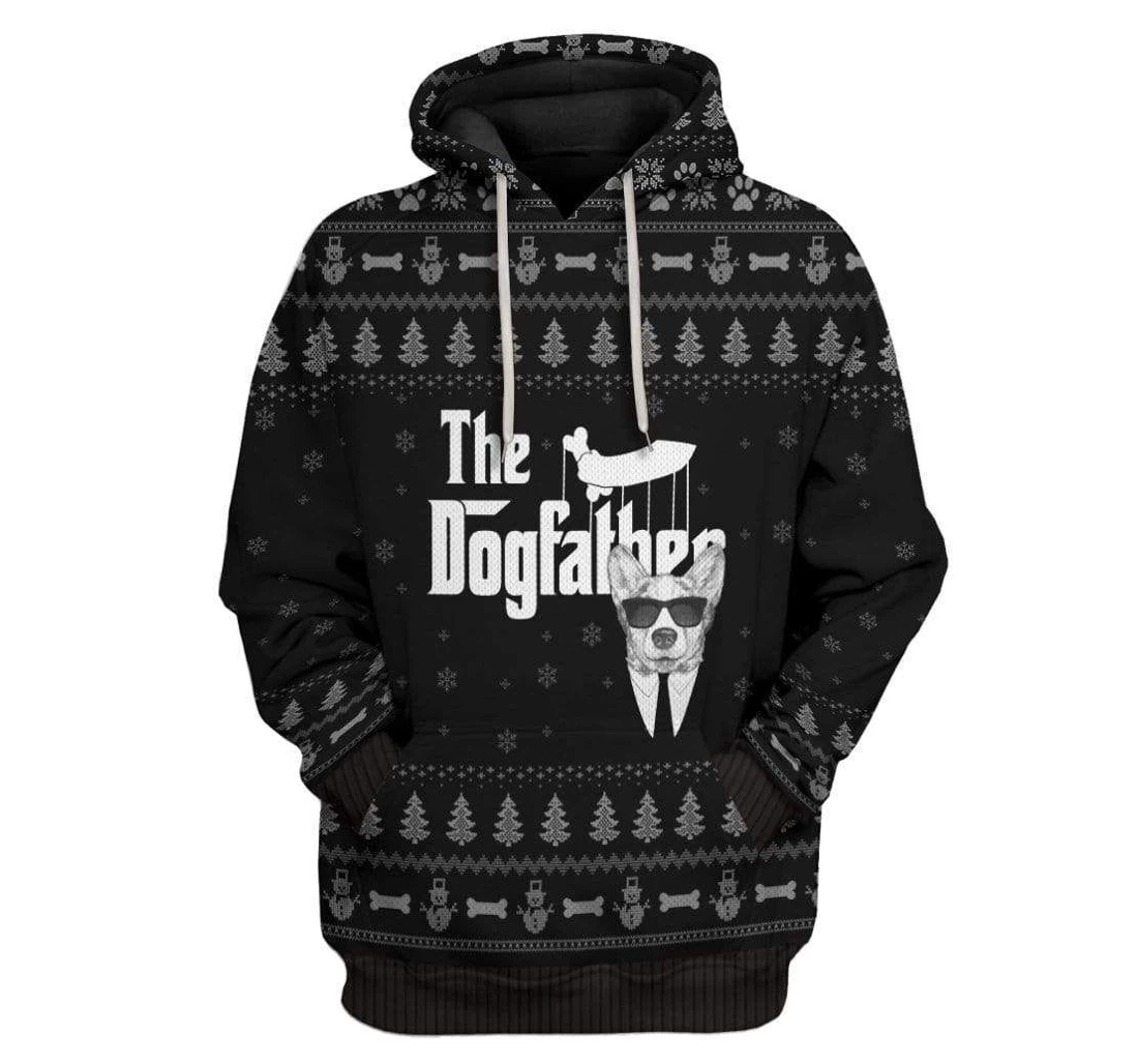 Ugly The Dogfather Corgi Christmas Custom T-shirts - 3D Printed Pullover Hoodie