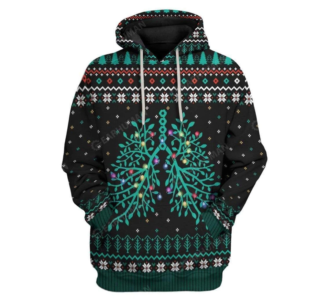 Ugly Respiratory Christmas Lights Custom T-shirts - 3D Printed Pullover Hoodie