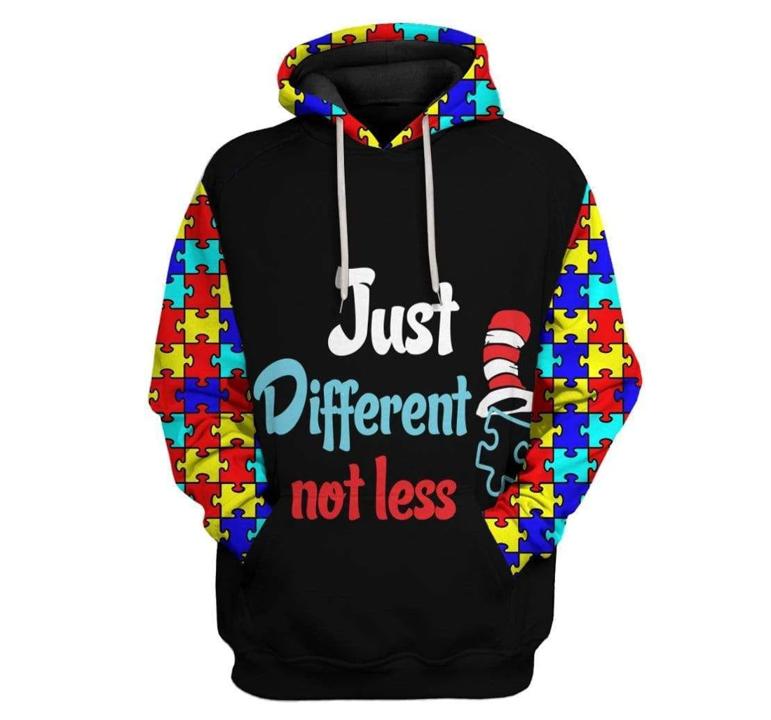 Autism Awareness Just Different Not Less Puzzle Piece - 3D Printed Pullover Hoodie