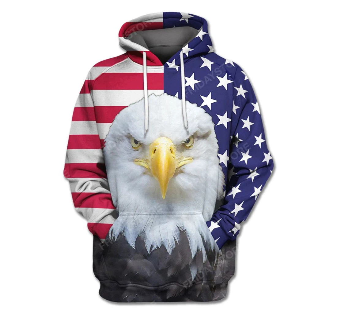 4th Of July Fourth July American Flag Bald Eagle Independence Day Gift - 3D Printed Pullover Hoodie