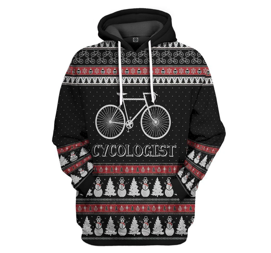 Ugly Christmas Cycologist Custom - 3D Printed Pullover Hoodie