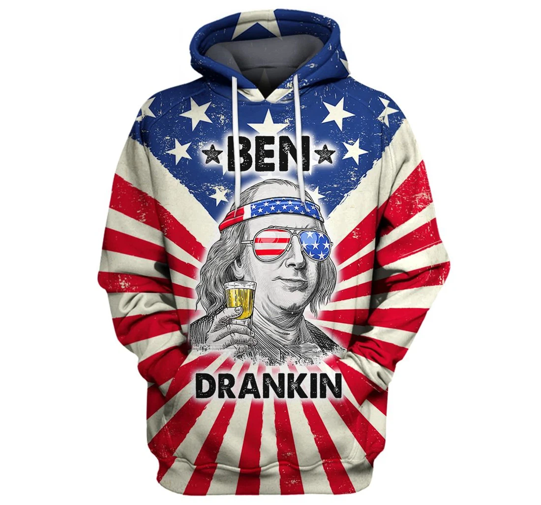 Personalized 4th Of July Independence Day Ben Drankin - 3D Printed Pullover Hoodie