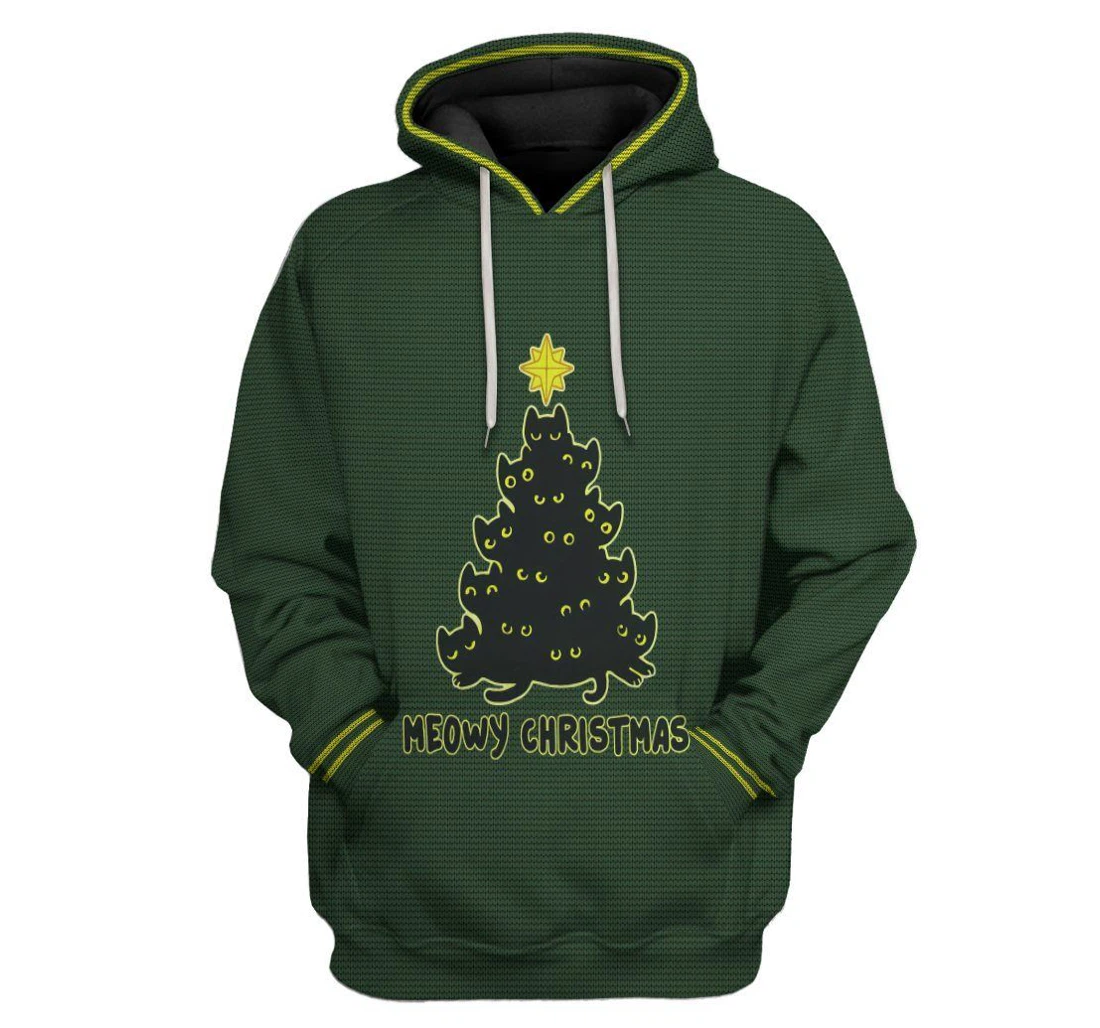 Meowy Christmas Custom - 3D Printed Pullover Hoodie
