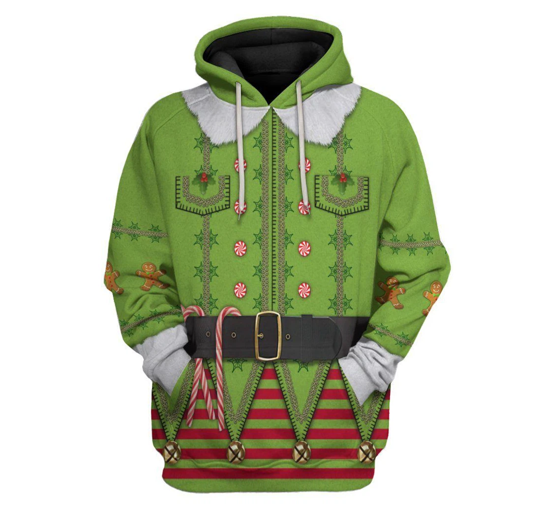 Mens Ugly Christmas Elf Custom - 3D Printed Pullover Hoodie