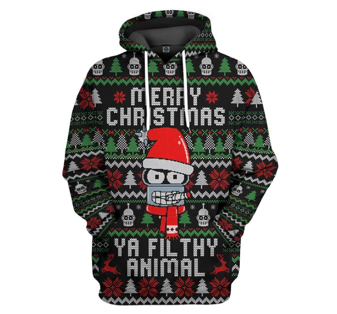 Merry Christmas Ya Filthy Animal Custom - 3D Printed Pullover Hoodie