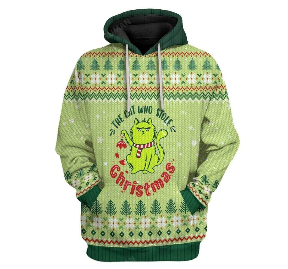 Personalized Ugly Christmas The Cat Who Stole Christmas Custom T-shirts - 3D Printed Pullover Hoodie