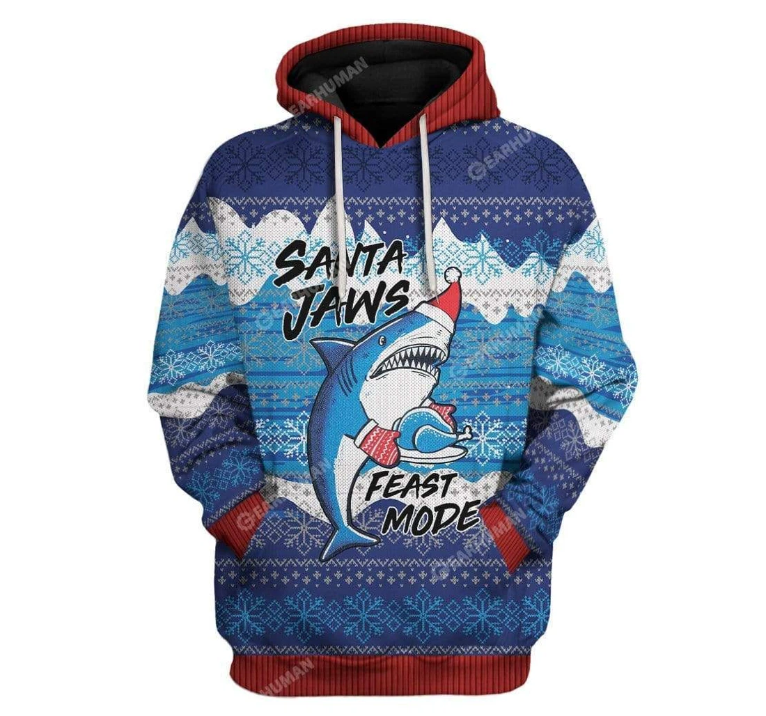 Ugly Christmas Shark Custom - 3D Printed Pullover Hoodie