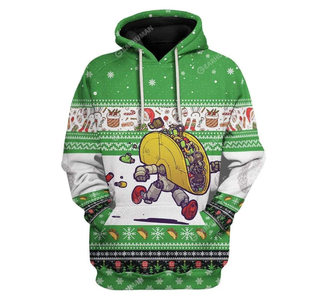 Personalized Ugly Holiday Tacobot T-shirts - 3D Printed Pullover Hoodie