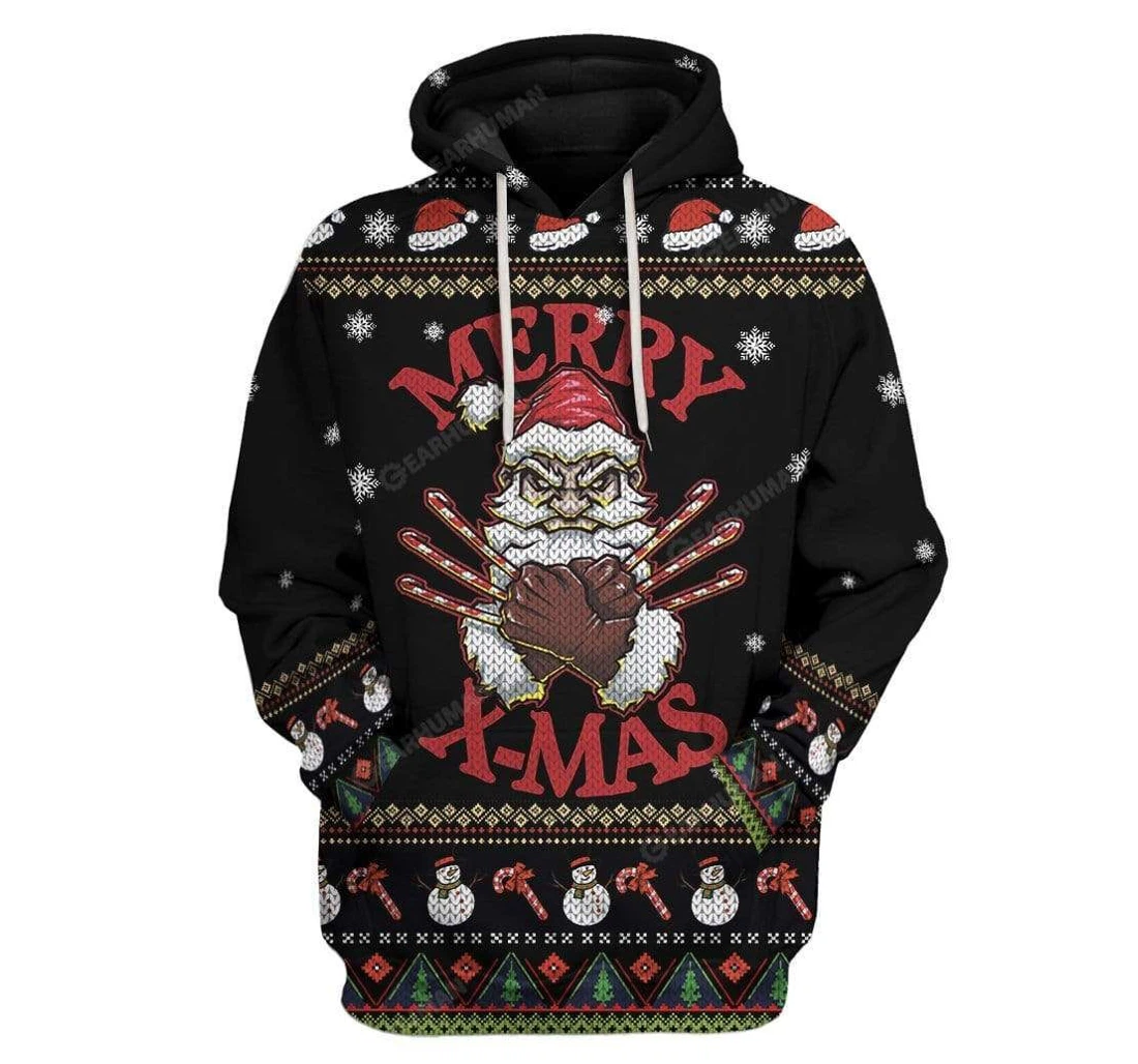 Ugly Christmas Santa Custom - 3D Printed Pullover Hoodie
