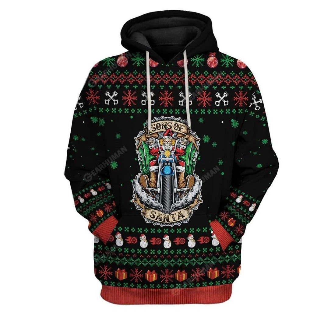 Ugly Christmas Sons Of Santa Custom T-shirts - 3D Printed Pullover Hoodie