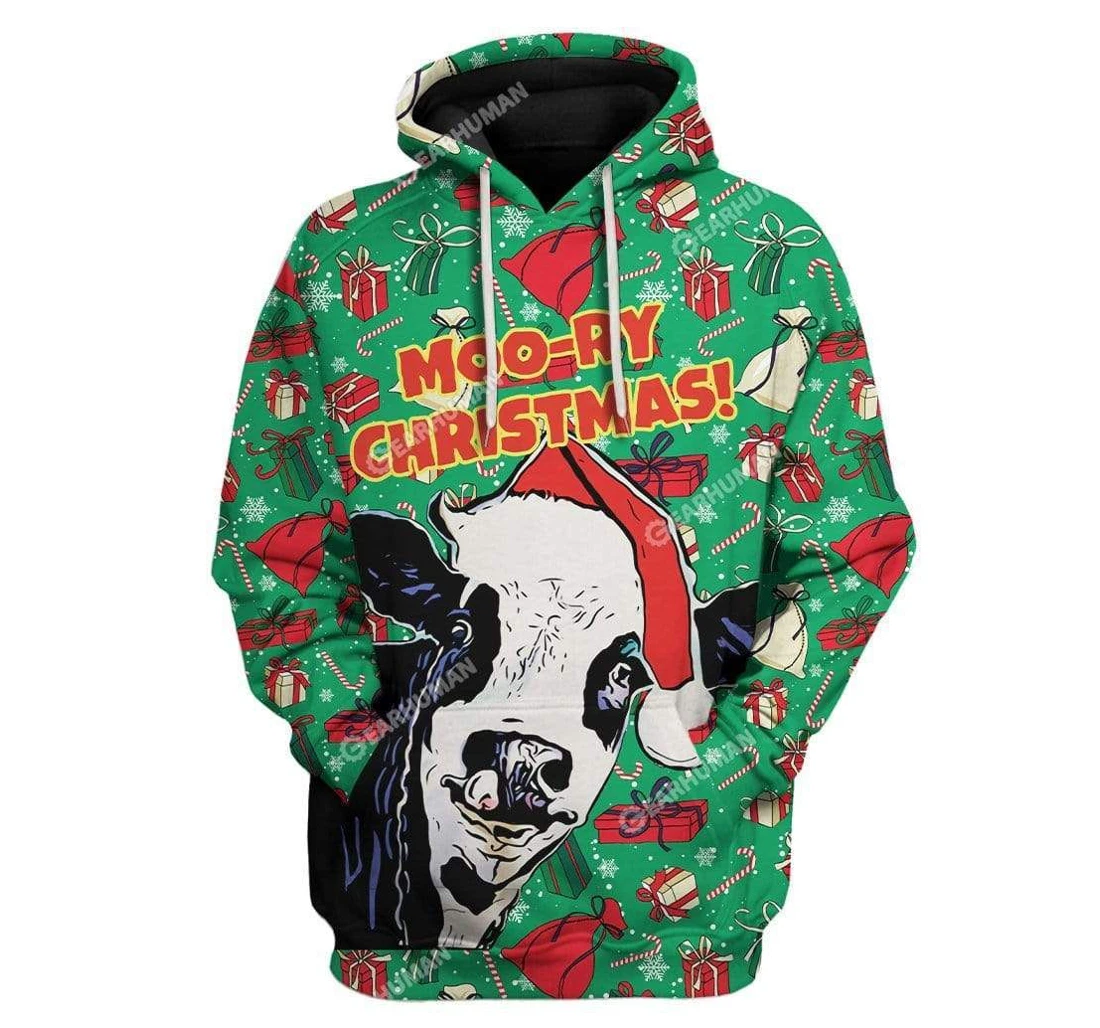 Ugly Moo-ry Christmas Custom - 3D Printed Pullover Hoodie