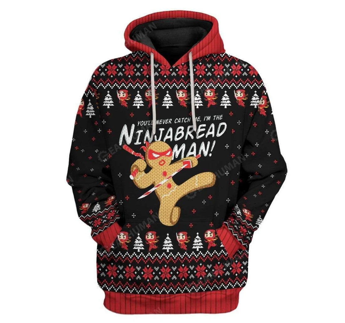 Ugly Christmas I'm The Ninjabread Man T-shirts - 3D Printed Pullover Hoodie