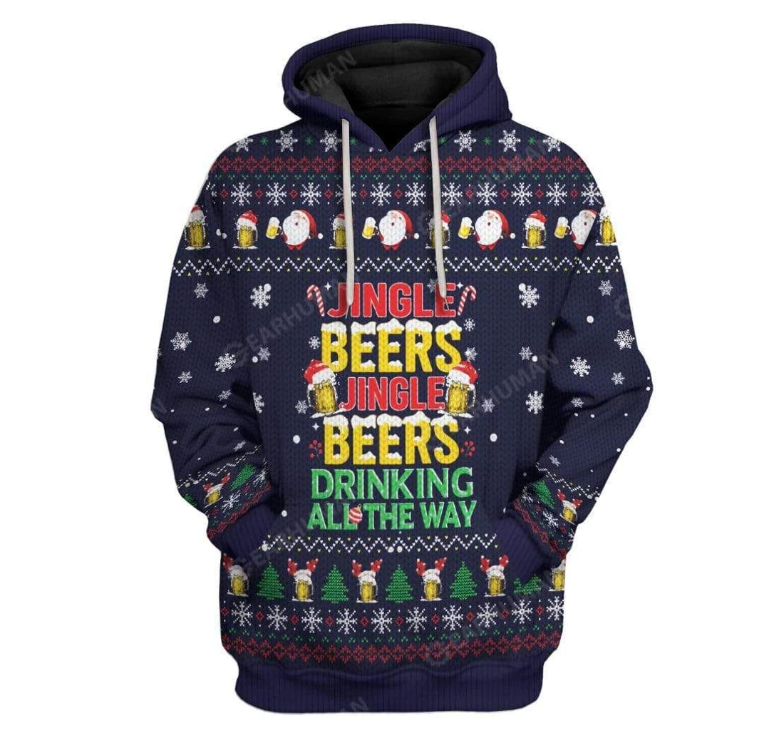 Ugly Christmas Jinger Beers Custom T-shirts - 3D Printed Pullover Hoodie
