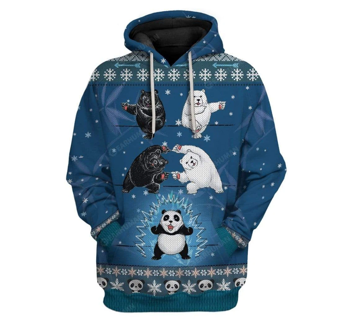 Ugly Panda Fusion Christmas Custom T-shirts - 3D Printed Pullover Hoodie