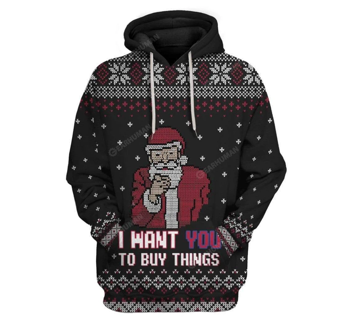 Ugly Christmas Santa Custom - 3D Printed Pullover Hoodie