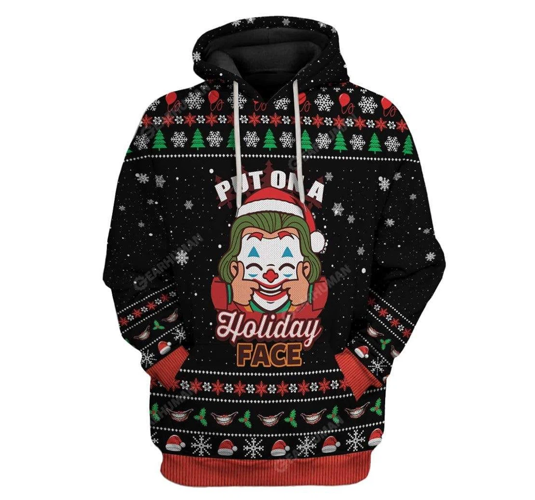 Ugly Christmas Put On A Holiday Face T-shirts - 3D Printed Pullover Hoodie