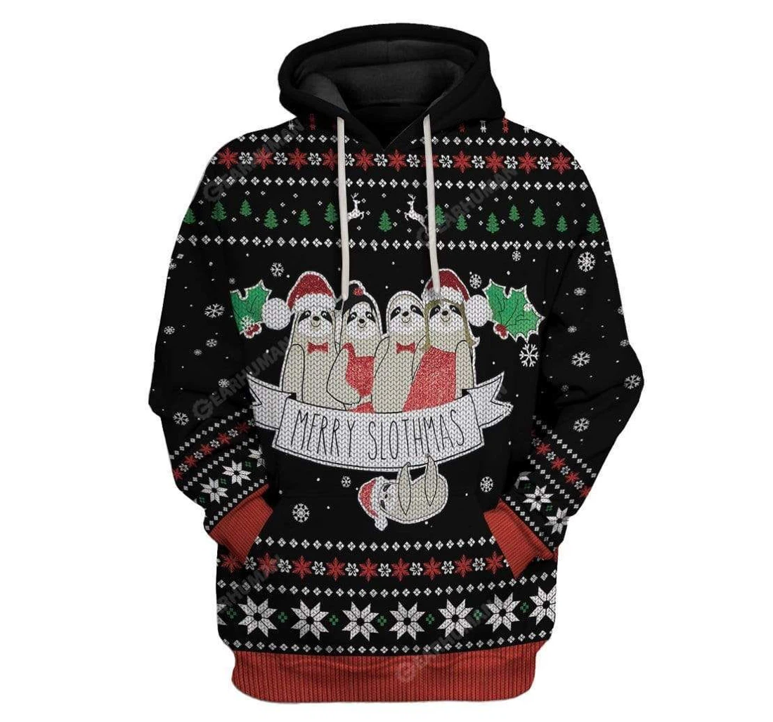 Personalized Ugly Merry Slothmas T-shirts - 3D Printed Pullover Hoodie