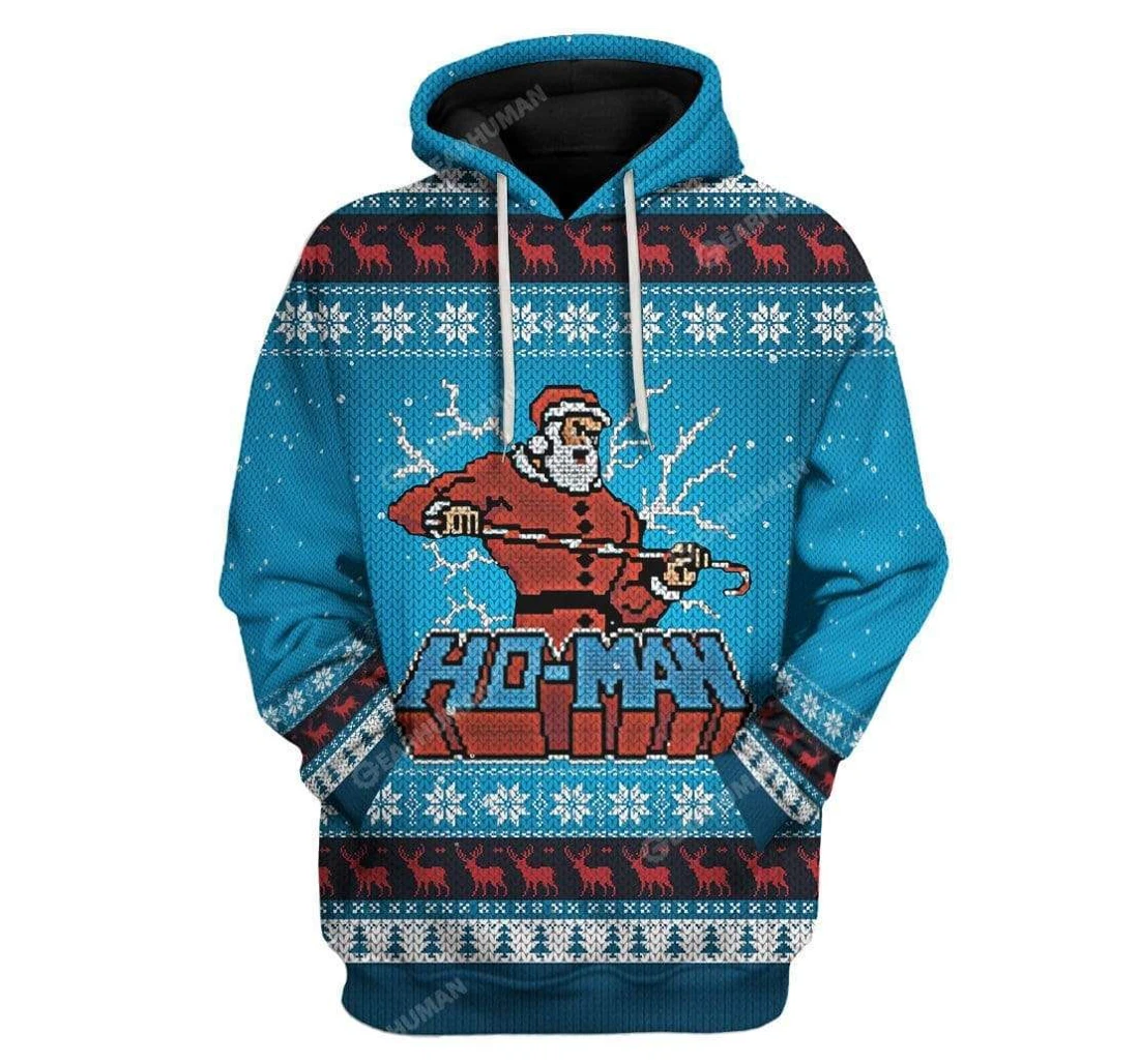Ugly Christmas Santa Custom - 3D Printed Pullover Hoodie