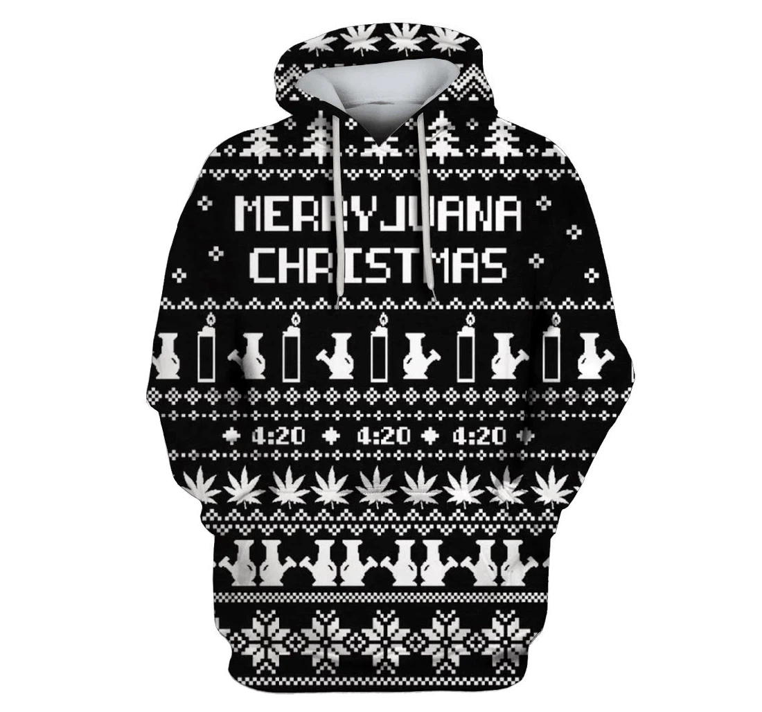Ugly Merryjuana Christmas Custom - 3D Printed Pullover Hoodie