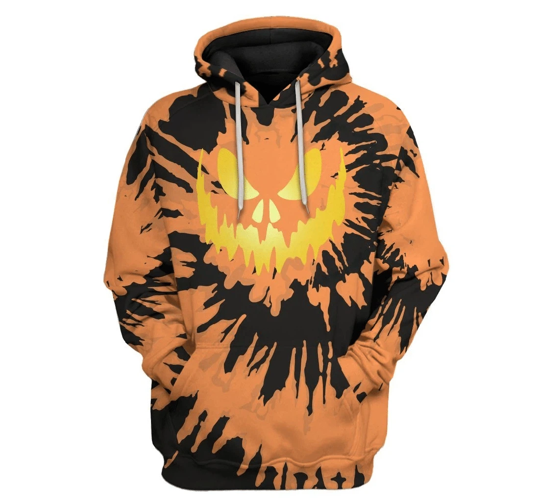 Halloween Pumkin Tie Dye Custom - 3D Printed Pullover Hoodie