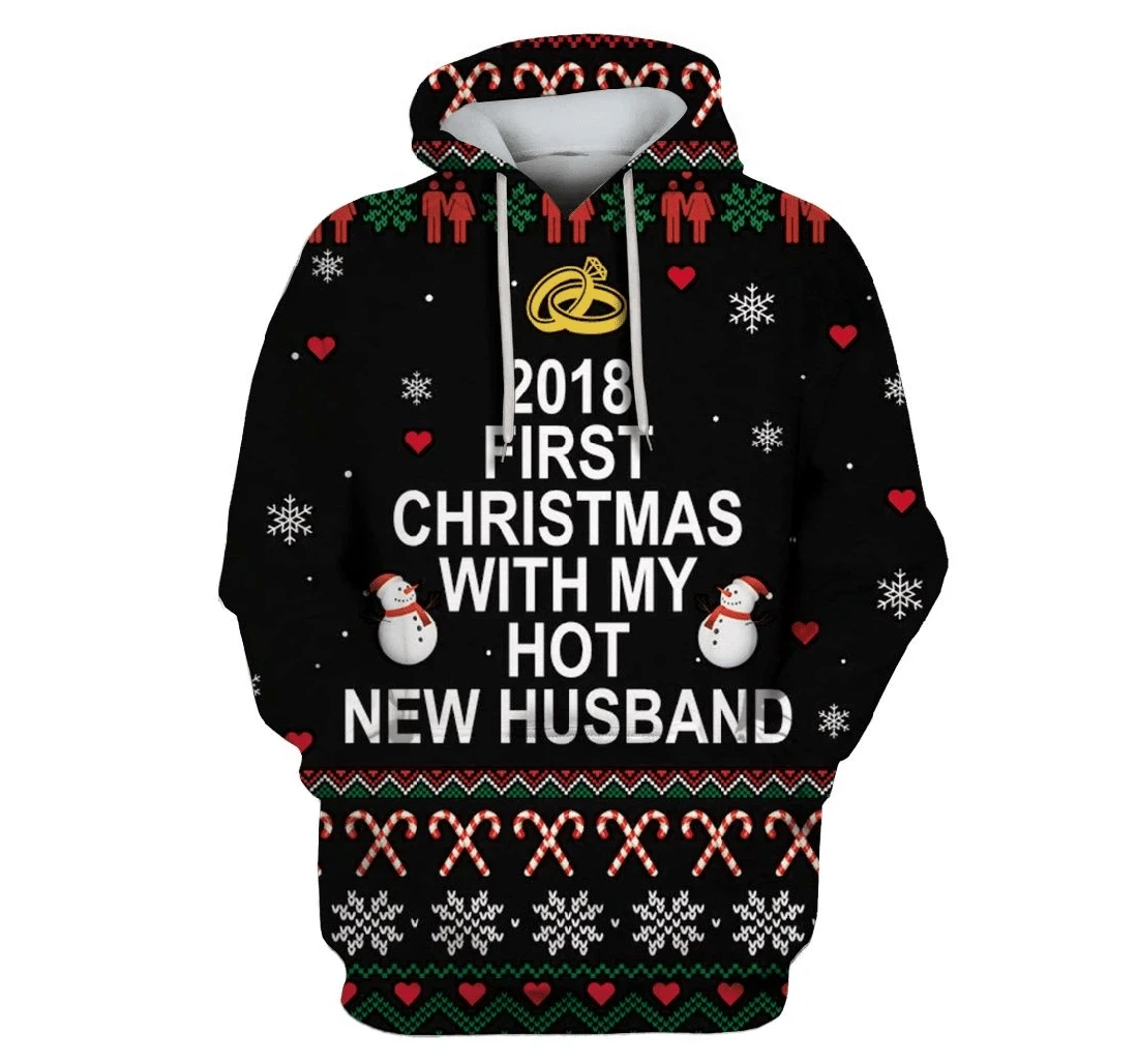 First Christmas With My Hot New Husband Custom - 3D Printed Pullover Hoodie
