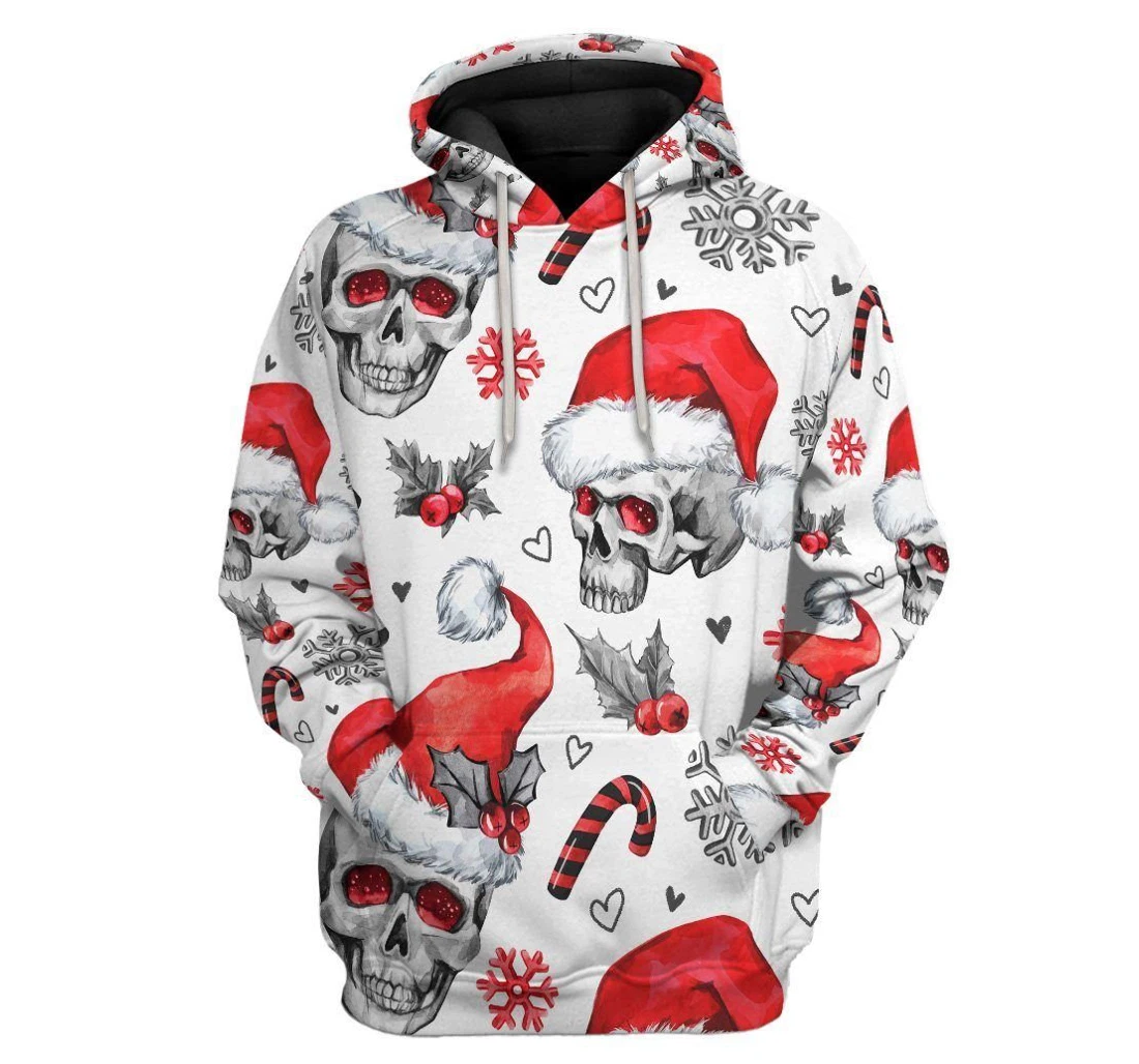 Christmas Skull Custom - 3D Printed Pullover Hoodie