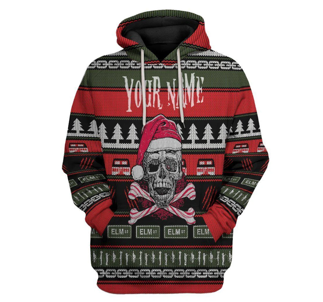 Custom Skul Ugly Christmas - 3D Printed Pullover Hoodie