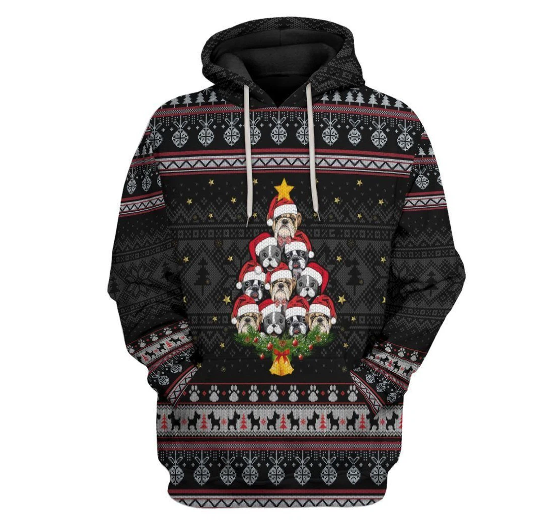 Christmas Pitbull Custom - 3D Printed Pullover Hoodie