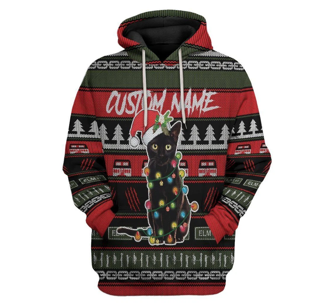 Custom Cat Ugly Christmas - 3D Printed Pullover Hoodie