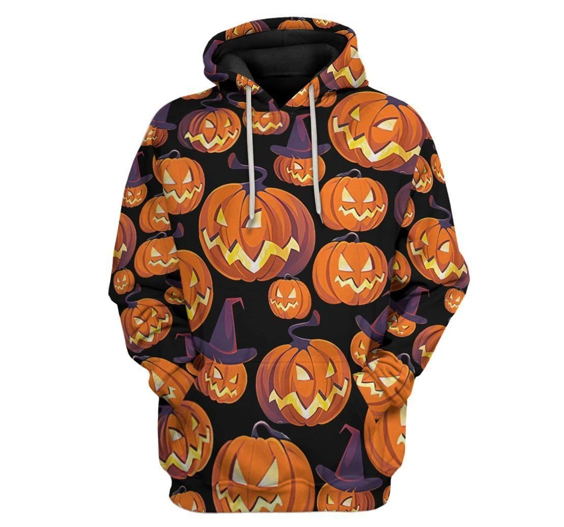 Angry Pumpkin Halloween Custom - 3D Printed Pullover Hoodie