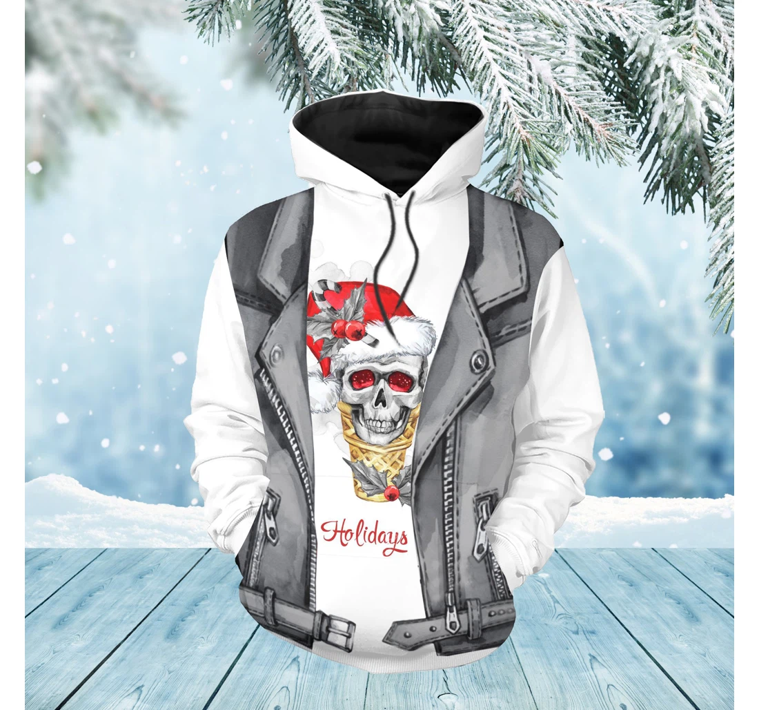 Skull Christmas Icecream Sk-3dh-s8 - 3D Printed Pullover Hoodie