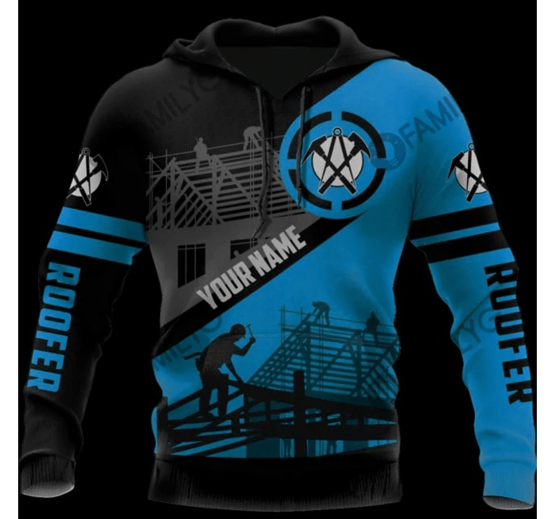 Personalized Roofer Blue Lh - 3D Printed Pullover Hoodie