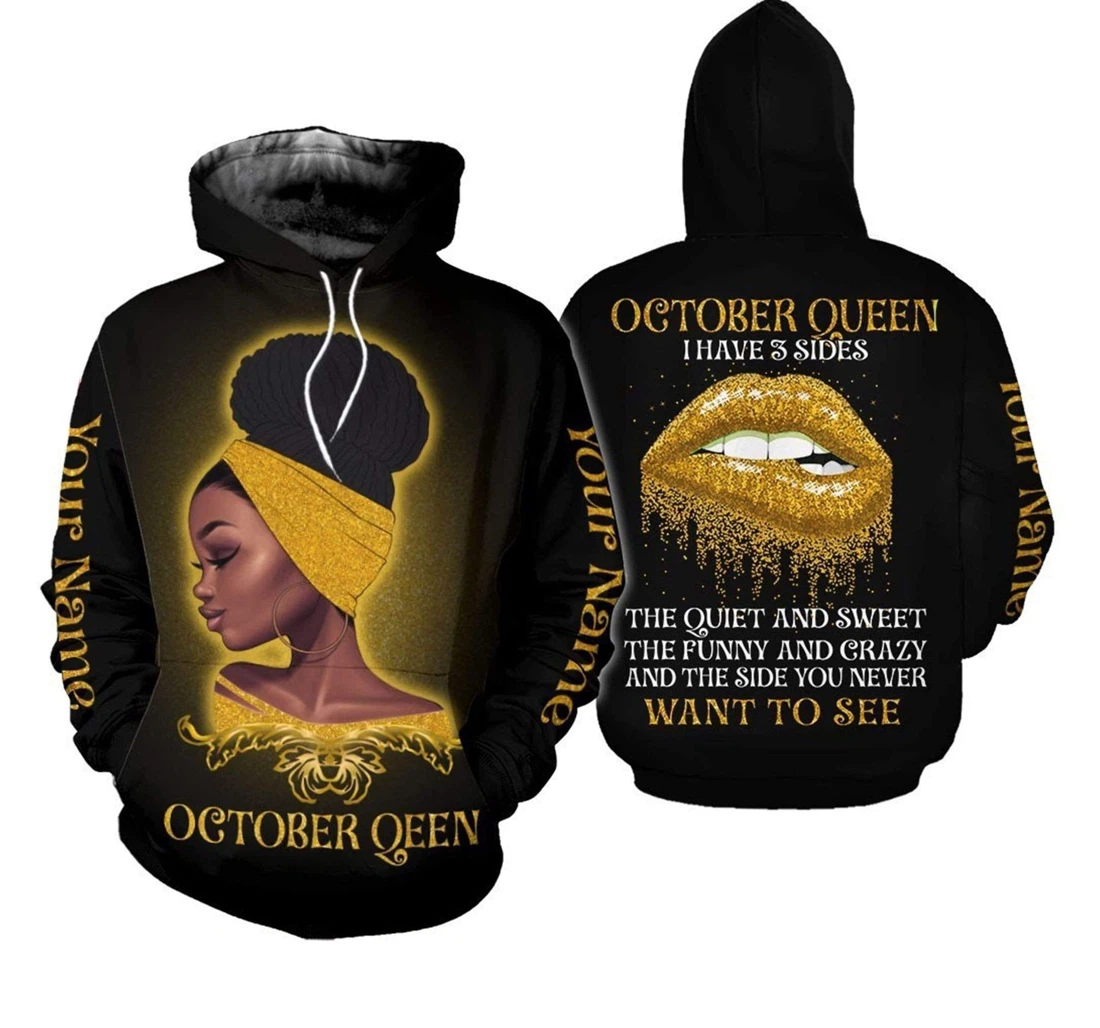 Personalized Queen I Have Three Sides Birthday - 3D Printed Pullover Hoodie