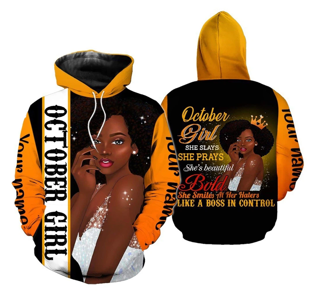 Personalized Queen She Smiles At Her Haters Birthday Aop Custom Name - 3D Printed Pullover Hoodie