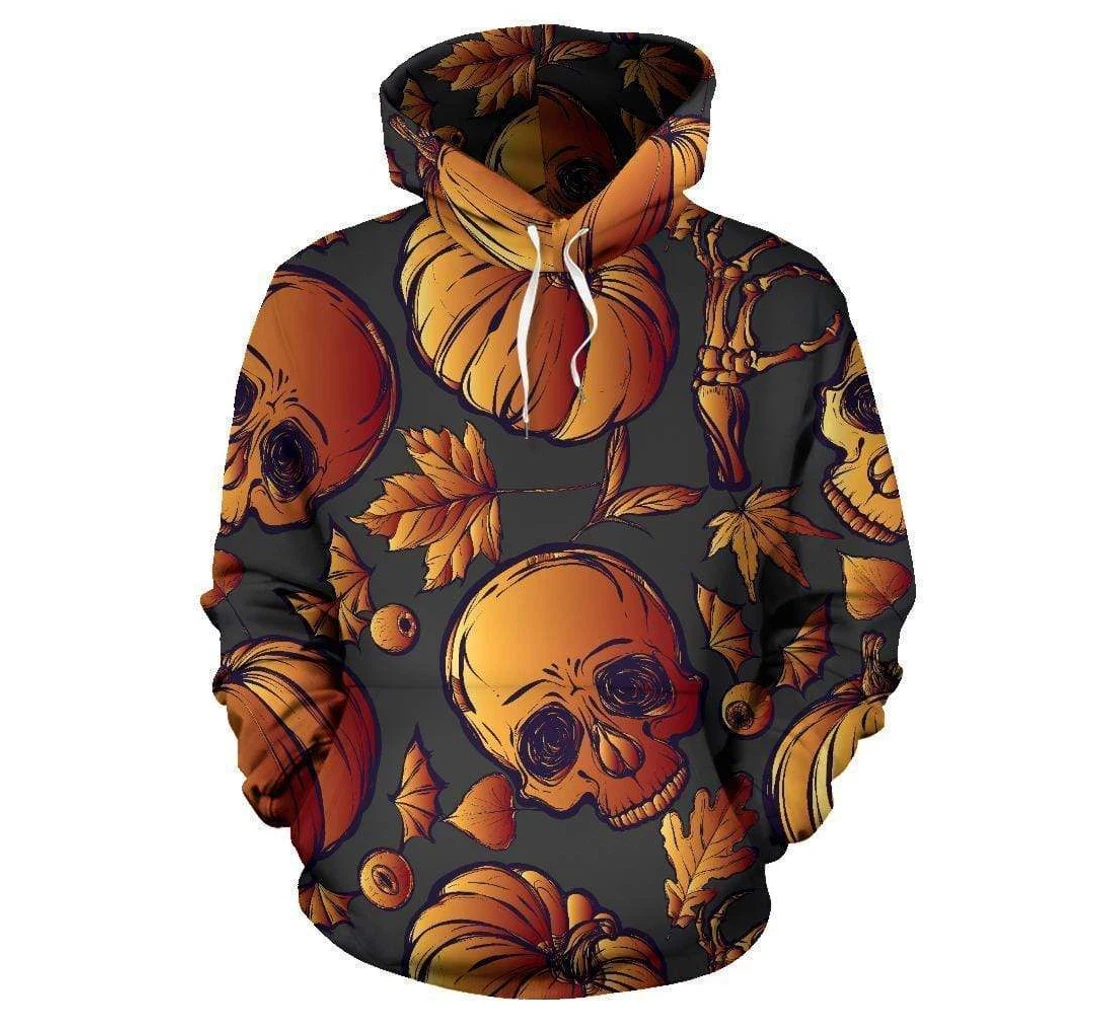 Halloween Skull Maple Fall - 3D Printed Pullover Hoodie