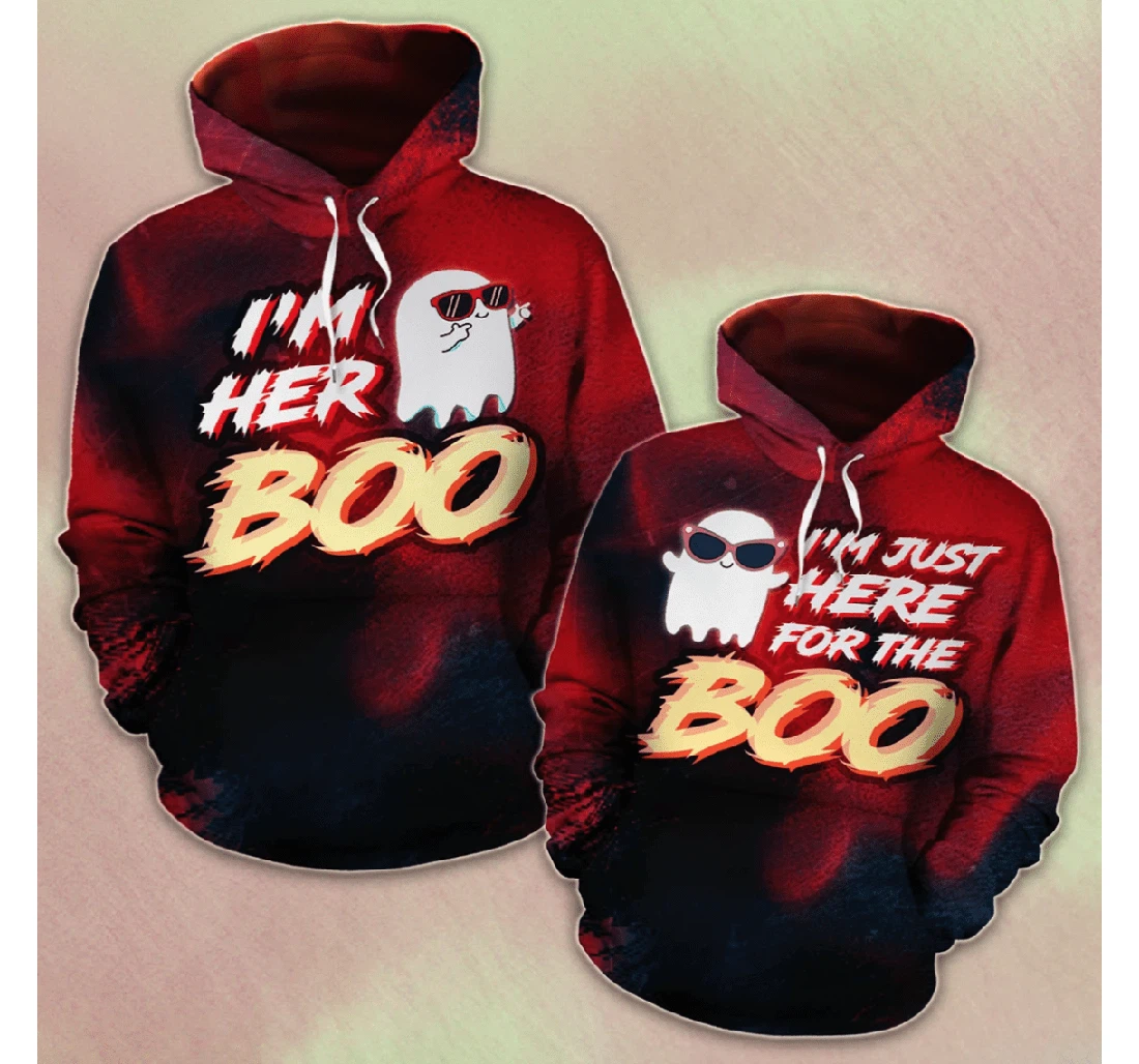 Halloween I'm Here The Boo Bloody Couple - 3D Printed Pullover Hoodie