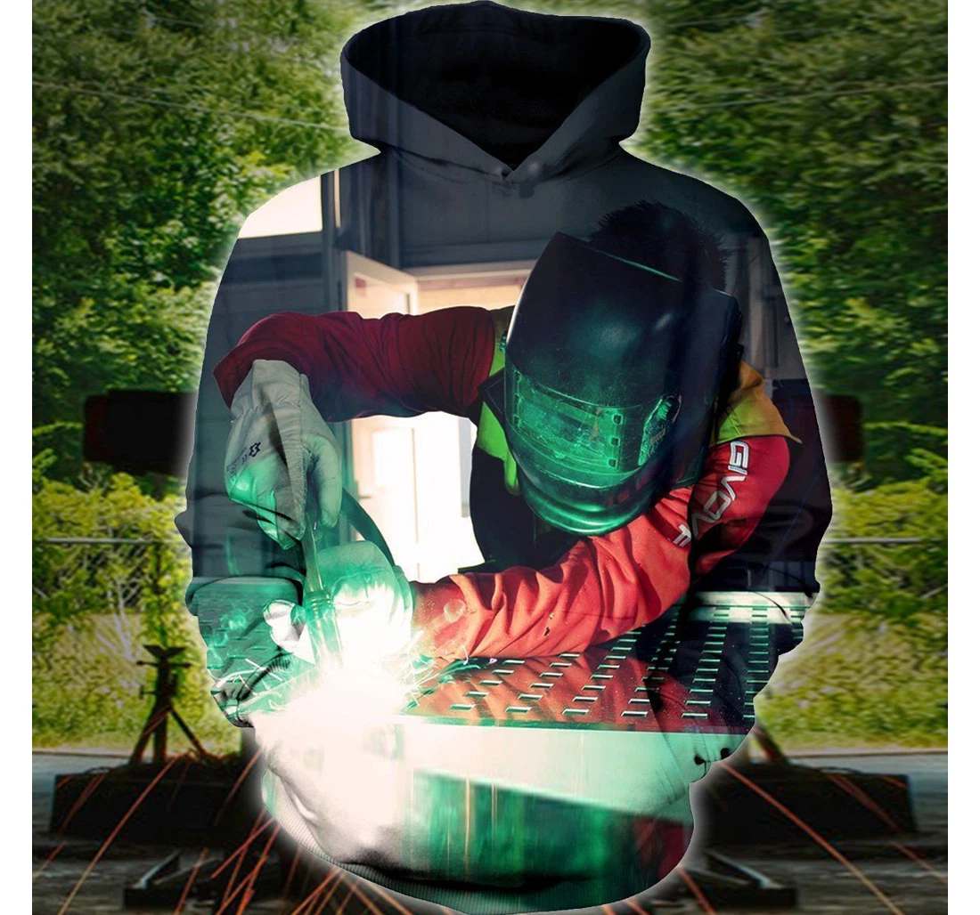 Personalized Welder Green Light - 3D Printed Pullover Hoodie