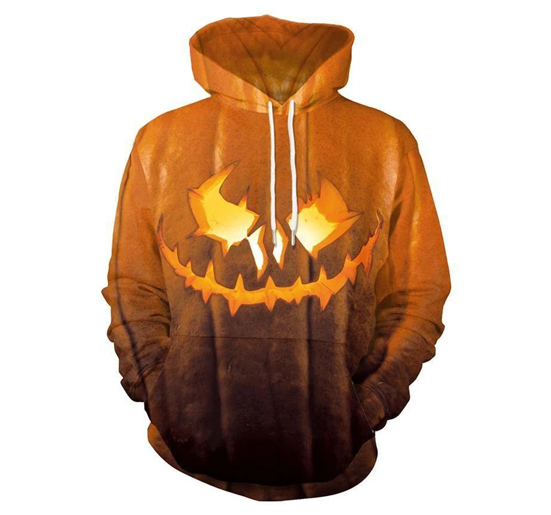 Halloween Evil Pumkin Face - 3D Printed Pullover Hoodie