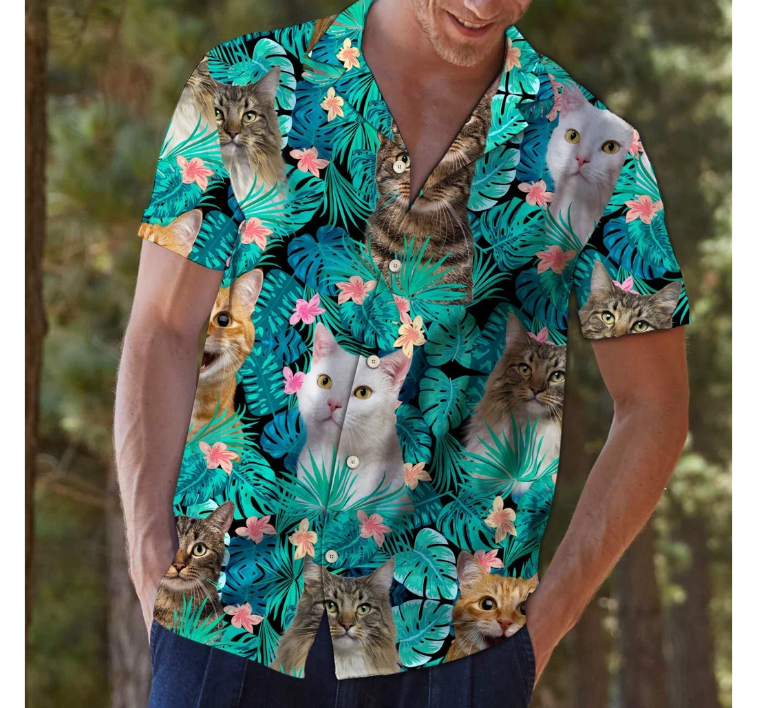 Personalized Felobo Cat T Hawaiian Shirt, Button Up Aloha Shirt For Men, Women