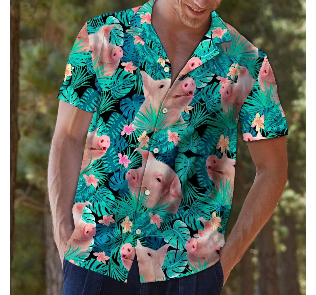 Personalized Pig T Hawaiian Shirt, Button Up Aloha Shirt For Men, Women