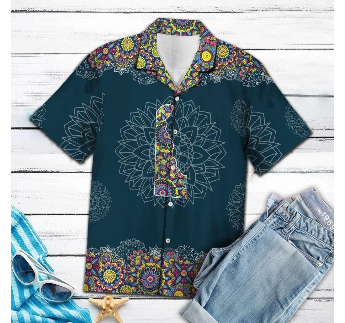 Personalized Delaware Mandala T Hawaiian Shirt, Button Up Aloha Shirt For Men, Women