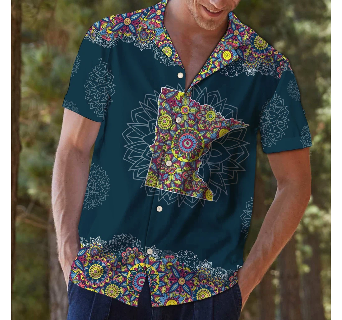 Personalized Minnesota Mandala T Hawaiian Shirt, Button Up Aloha Shirt For Men, Women
