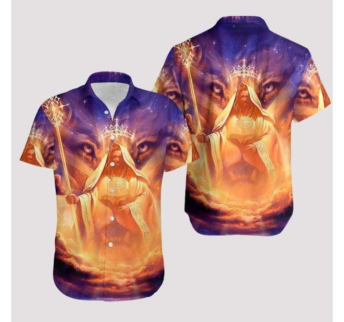 Personalized Jesus Jesus God Lion Christian Apparel Hawaiian Shirt, Button Up Aloha Shirt For Men, Women
