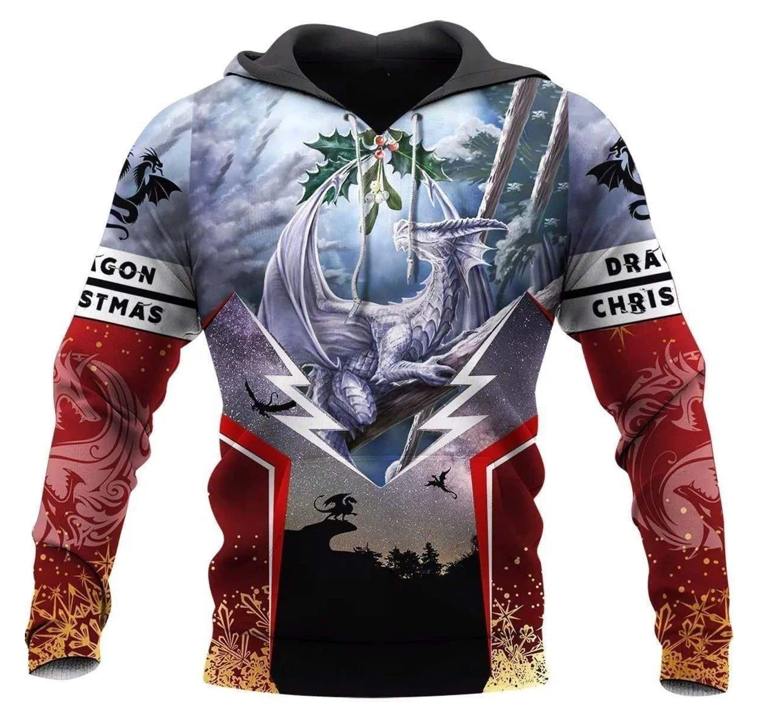 Tattoo Dragon Christmas - 3D Printed Pullover Hoodie