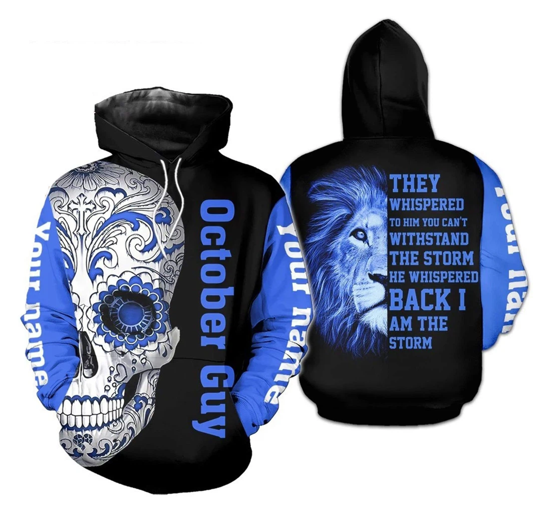 Personalized Sugar Skull Lion King Birthday Custom Name Month - 3D Printed Pullover Hoodie