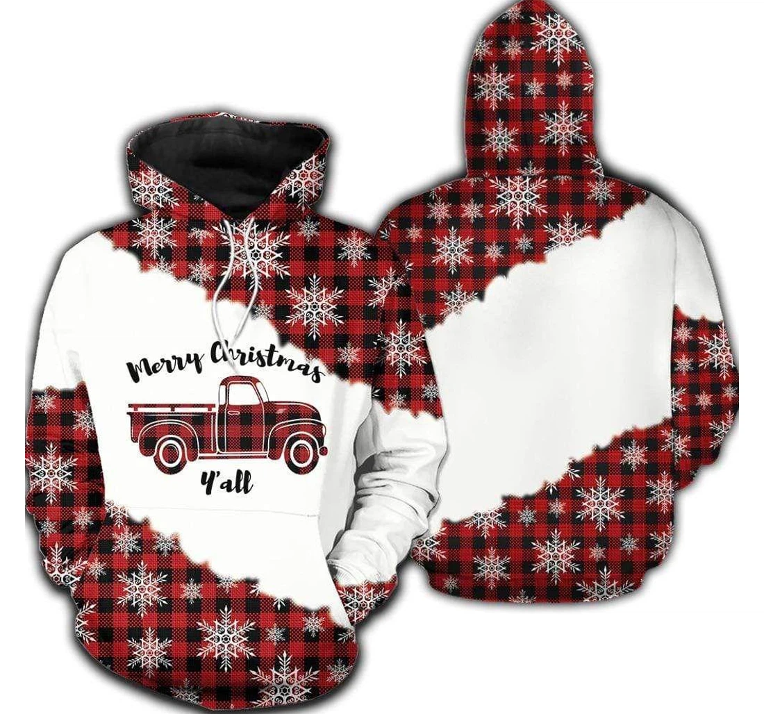 Merry Christmas Y'all Red Truck Sweater - 3D Printed Pullover Hoodie