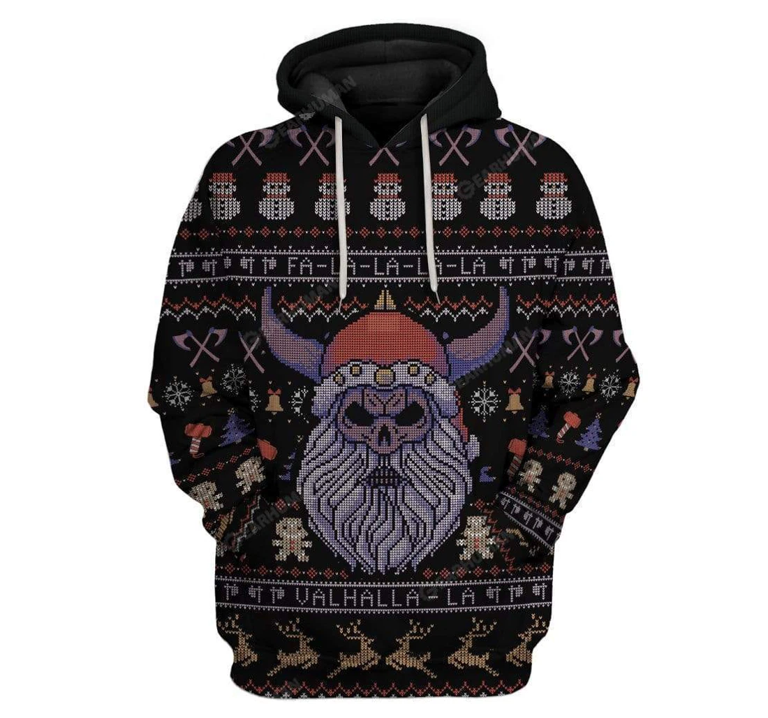 Viking Santa Falala Valhalla Ugly Christmas - 3D Printed Pullover Hoodie