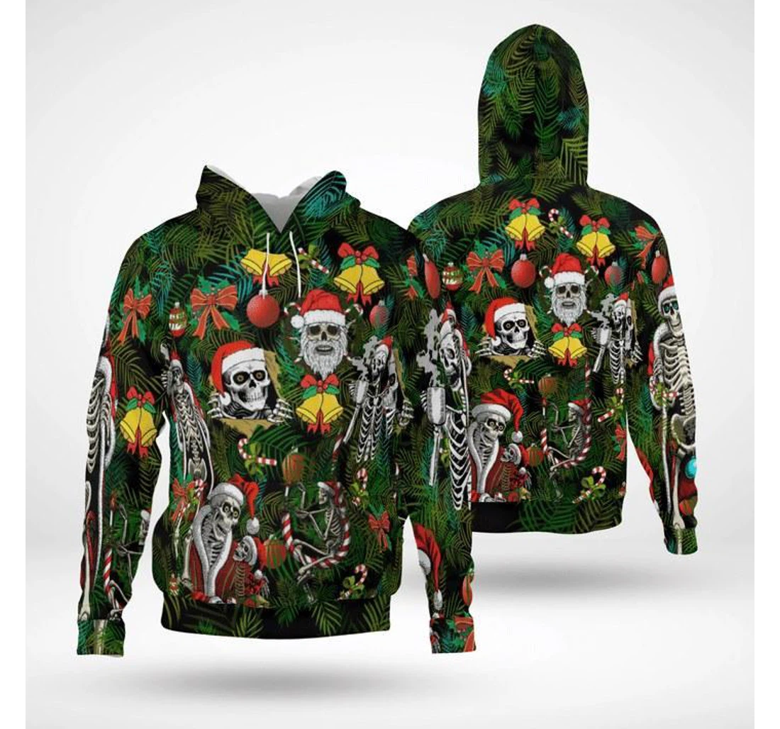 Love Skull Christmas - 3D Printed Pullover Hoodie