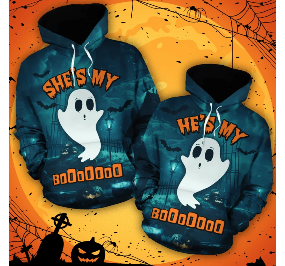 Halloween She's He's My Boo Healthy Fabric Polyester - 3D Printed Pullover Hoodie