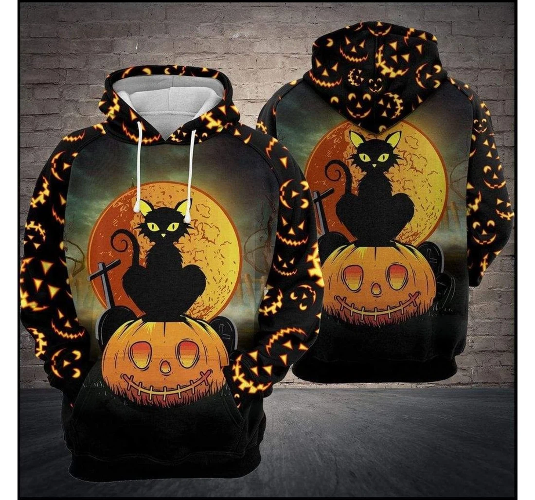 Halloween Cat Evil Pumkin Healthy Fabric Polyester - 3D Printed Pullover Hoodie